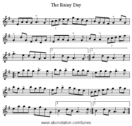 Rainy Day, The - staff notation