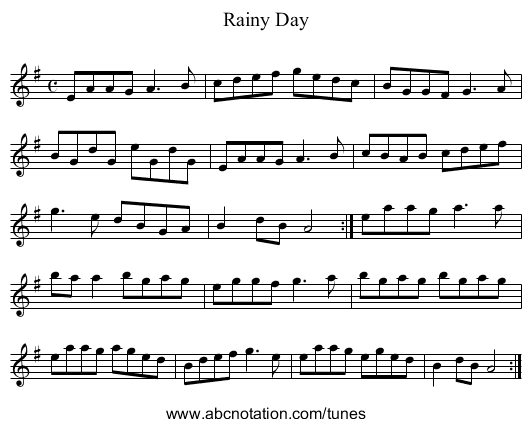 Rainy Day - staff notation