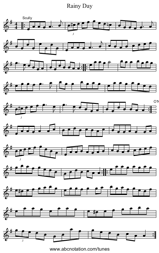 Rainy Day - staff notation