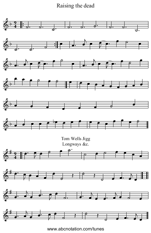 Raising the dead - staff notation