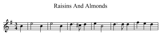 Raisins And Almonds - staff notation