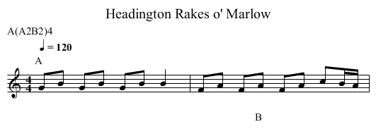 Rakes o' Marlow, Headington - staff notation