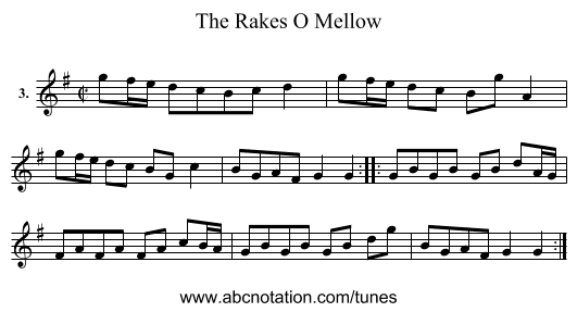 Rakes O Mellow, The - staff notation