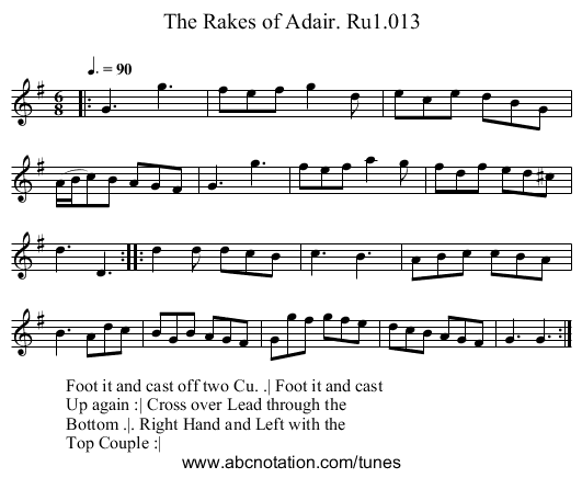 Rakes of Adair. Ru1.013, The - staff notation