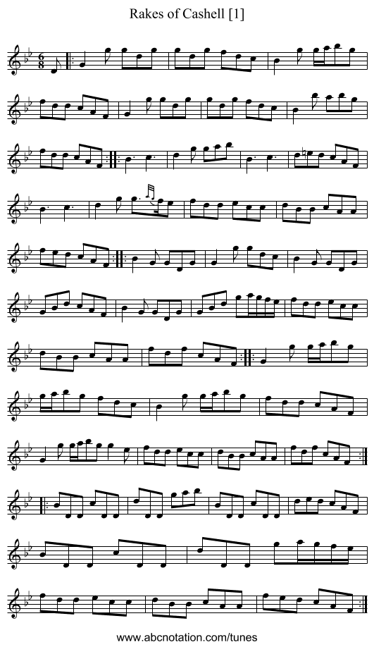 Rakes of Cashell [1] - staff notation