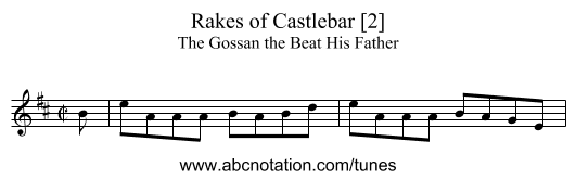 Rakes of Castlebar [2] - staff notation