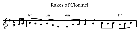 Rakes of Clonmel - staff notation