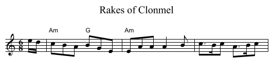 Rakes of Clonmel - staff notation
