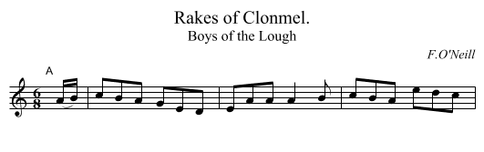 Rakes of Clonmel. - staff notation
