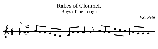 Rakes of Clonmel. - staff notation