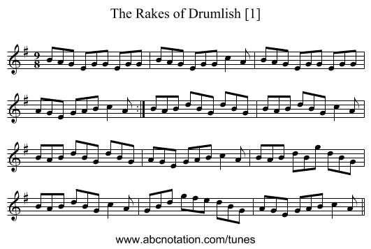 Rakes of Drumlish [1], The - staff notation