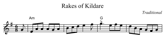 Rakes of Kildare - staff notation