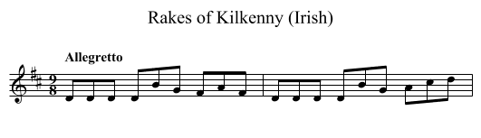 Rakes of Kilkenny (Irish) - staff notation