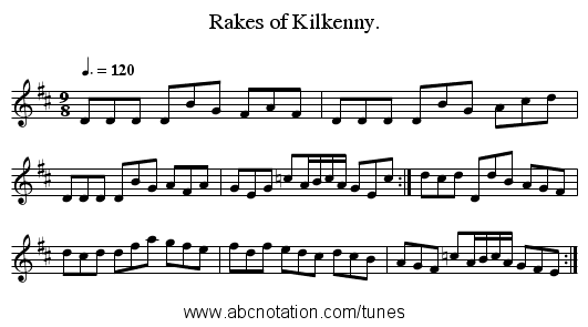 Rakes of Kilkenny. - staff notation