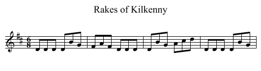 Rakes of Kilkenny - staff notation