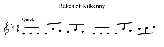 Rakes of Kilkenny - staff notation