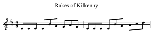 Rakes of Kilkenny - staff notation