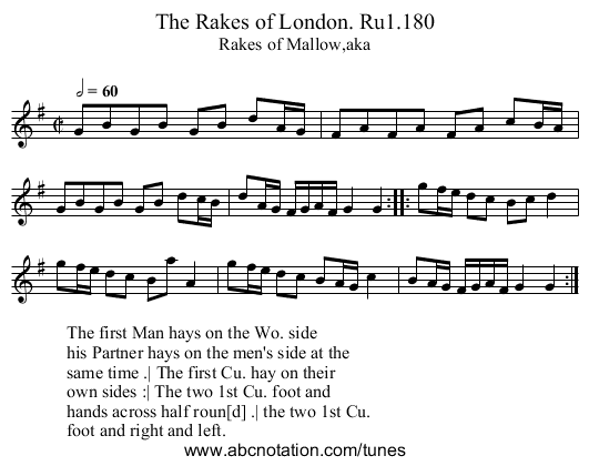 Rakes of London. Ru1.180, The - staff notation
