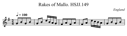 Rakes of Mallo. HSJJ.149 - staff notation