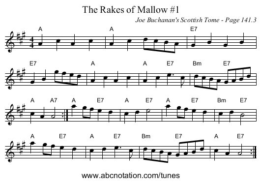 Rakes of Mallow #1, The - staff notation