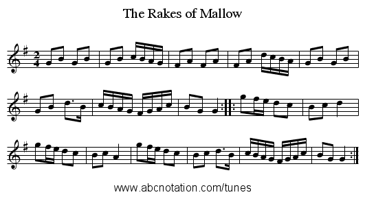 Rakes of Mallow, The - staff notation