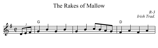 Rakes of Mallow, The - staff notation