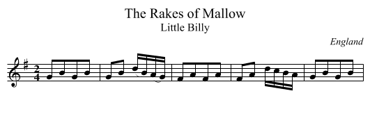 Rakes of Mallow, The  - staff notation