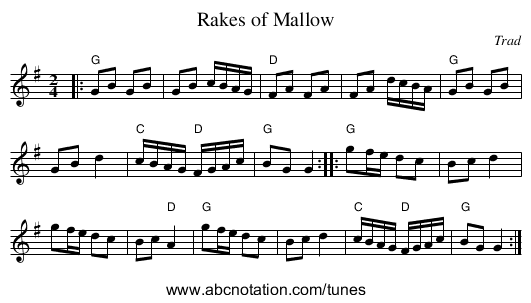 Rakes of Mallow - staff notation