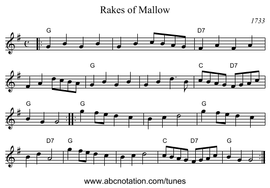 Rakes of Mallow - staff notation