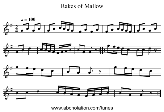 Rakes of Mallow - staff notation