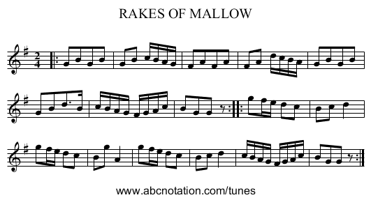 RAKES OF MALLOW - staff notation