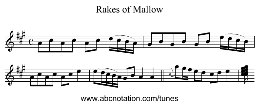 Rakes of Mallow - staff notation