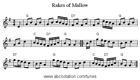 Rakes of Mallow - staff notation