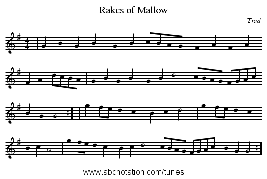 Rakes of Mallow - staff notation