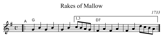 Rakes of Mallow - staff notation