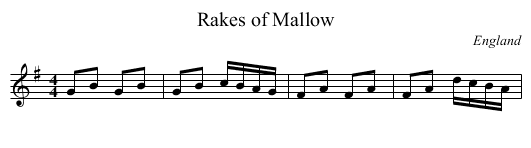 Rakes of Mallow - staff notation