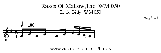 Rakes Of Mallow,The. WM.050 - staff notation