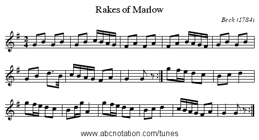 Rakes of Marlow - staff notation