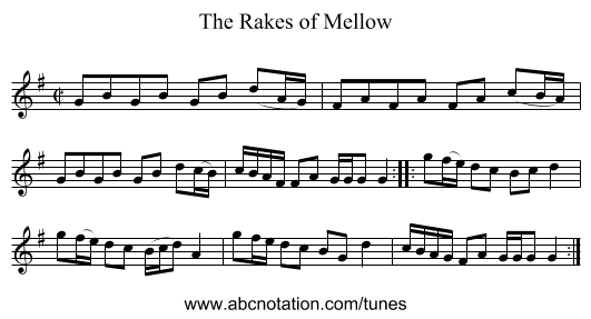 Rakes of Mellow, The - staff notation