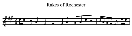 Rakes of Rochester - staff notation