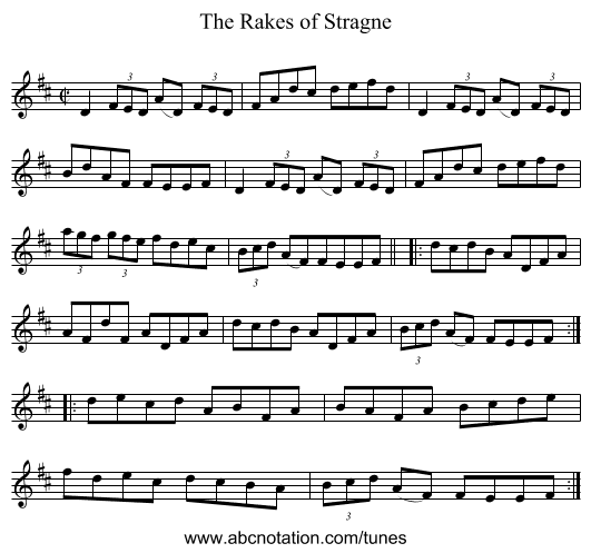 Rakes of Stragne, The - staff notation