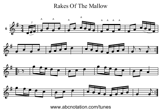 Rakes Of The Mallow - staff notation
