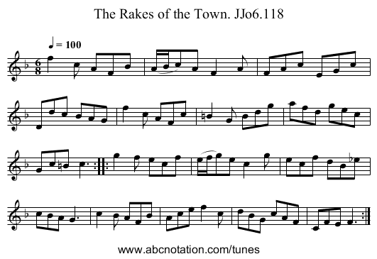 Rakes of the Town. JJo6.118, The - staff notation