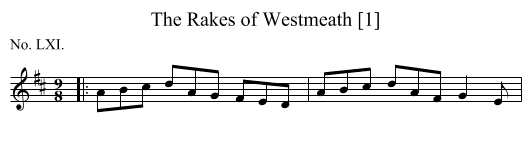 Rakes of Westmeath [1], The  - staff notation