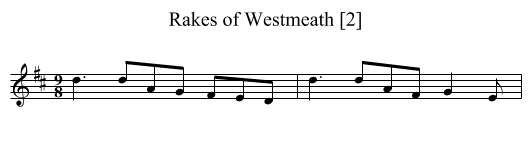 Rakes of Westmeath [2] - staff notation