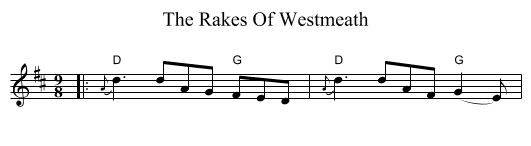 Rakes Of Westmeath, The  - staff notation