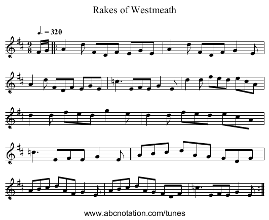 Rakes of Westmeath - staff notation