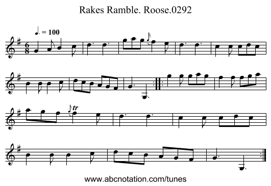 Rakes Ramble. Roose.0292 - staff notation