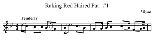 Raking Red Haired Pat   #1 - staff notation