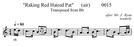 Raking Red Haired Pat      (air)         0015 - staff notation
